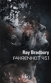 C'est la couverture de "Fahrenheit 454" écrit par Ray Bradbury. On y voit le visage d'un homme qui éclate et qui part en cendres. L'image est dans des tons gris et rouille